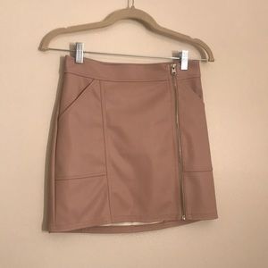 Pink Faux Leather Skirt